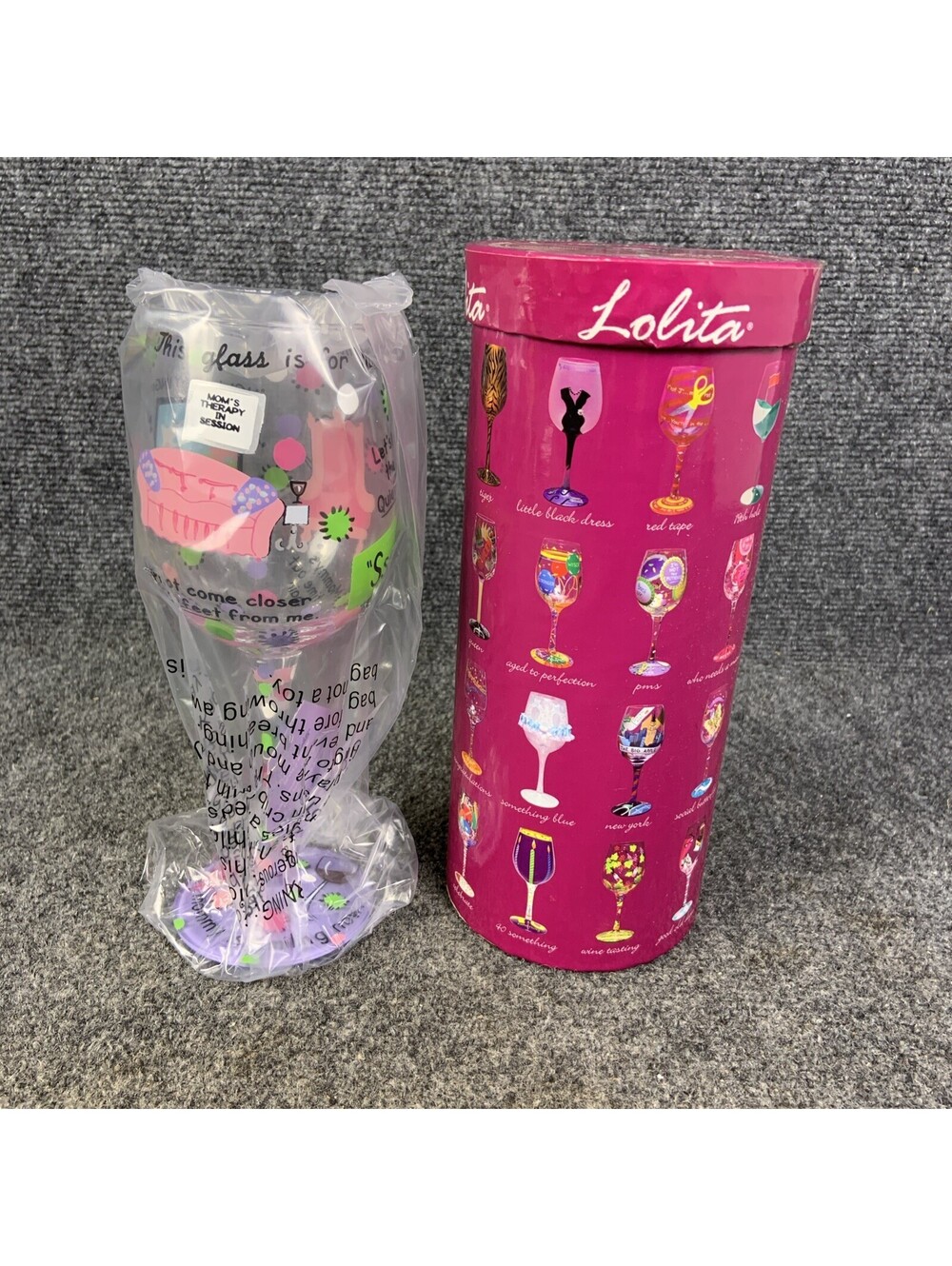 Lolita Mommy’s Time Out Wine Glass Drinkware Decor Therapy Session NEW In Box